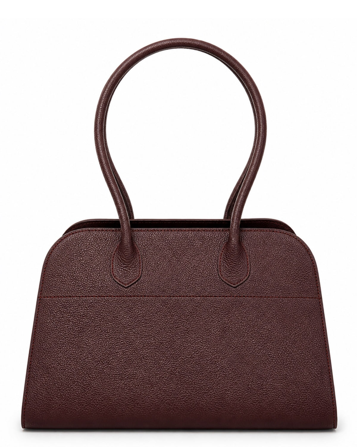 The Bridge structured leather top-handle bag in Burgundy, back view